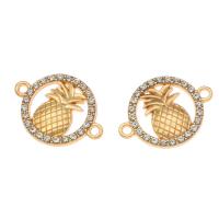 Rhinestone Zinc Alloy Connector, Pineapple, gold color plated, with rhinestone Approx 1.5mm 