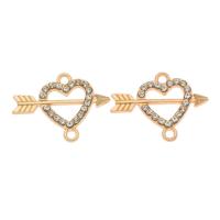 Rhinestone Zinc Alloy Connector, Heart, gold color plated, with rhinestone Approx 1.5mm 