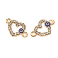 Rhinestone Zinc Alloy Connector, Heart, gold color plated, with rhinestone Approx 1.5mm 