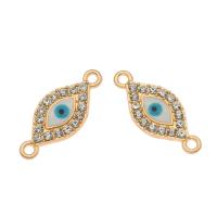 Rhinestone Zinc Alloy Connector, Evil Eye, gold color plated, with rhinestone Approx 1.5mm 