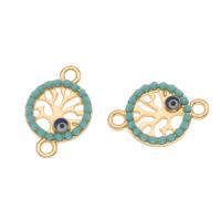 Zinc Alloy Charm Connector, Tree, gold color plated, blue Approx 1.5mm 