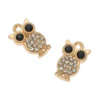 Rhinestone Zinc Alloy Connector, Owl, gold color plated, with rhinestone Approx 1.5mm 