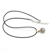 Agate Necklace, with PU Leather, plated, Unisex & frosted 14mm Approx 15.7 Inch 