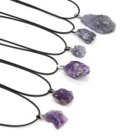 Quartz Necklace, with PU Leather, Unisex 15-25mm Approx 15.7 Inch 