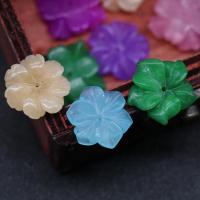 Natural Stone Bead Cap, Flower, Carved, random style & DIY, mixed colors, 16-18mm 