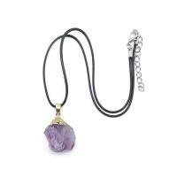 Amethyst Necklace, plated, for woman 25-35mm Approx 17.5 Inch 