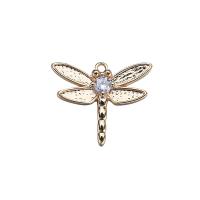 Animal Brass Pendants, Dragonfly, gold color plated, DIY & with rhinestone, metallic color plated 