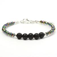Lava Bead Bracelet, with Crystal, fashion jewelry & Unisex 6MM+4MM 