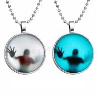 Time Gem Jewelry Necklace, Zinc Alloy, with Glass Gemstone & Stainless Steel, Unisex, white 
