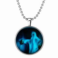 Time Gem Jewelry Necklace, Zinc Alloy, with Glass Gemstone & Stainless Steel, Unisex, blue 