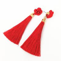 Fashion Tassel Earring, Zinc Alloy, gold color plated 85mm 
