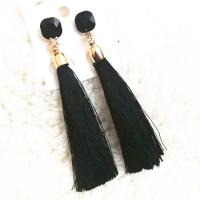 Fashion Tassel Earring, Zinc Alloy, gold color plated, with rhinestone 85mm 