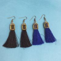 Fashion Tassel Earring, Zinc Alloy, Cage, gold color plated, with rhinestone 72mm 