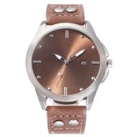 Men Wrist Watch, PU Leather, with zinc alloy dial & Glass, Chinese movement, silver color plated, durable & waterproofless & for man 15mm Approx 10.2 Inch 