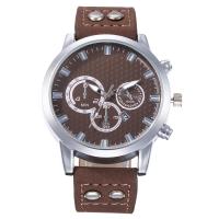Men Wrist Watch, PU Leather, with zinc alloy dial & Glass, Chinese movement, silver color plated, durable & waterproofless & for man 22mm Approx 10.2 Inch 