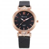 Women Wrist Watch, PU Leather, with zinc alloy dial & Glass, Chinese movement, rose gold color plated, durable & waterproofless & for woman & with rhinestone 16mm Approx 9.4 Inch 