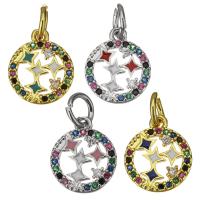 Cubic Zirconia Micro Pave Brass Pendant, plated, DIY & micro pave cubic zirconia & enamel & hollow Approx 4mm 