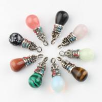 Mixed Agate Pendants, with Zinc Alloy, Calabash, antique silver color plated 40*15mm Approx 4mm 