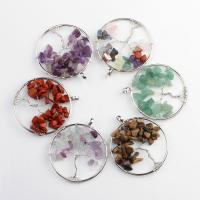 Pendentifs pierres gemmes mixtes , pierre gemme, Arbre de vie, plus de couleurs à choisir, 50*58mm Environ 6mm, Vendu par PC