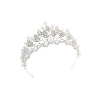 Bridal Tiaras, Zinc Alloy, Crown, for bridal & with rhinestone, white, 140*80mm 