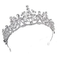 Bridal Tiaras, Zinc Alloy, Crown, plated, for bridal & with rhinestone 150*60mm 