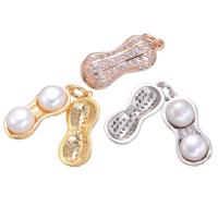 Cubic Zirconia Micro Pave Brass Pendant, with Plastic Pearl, fashion jewelry 