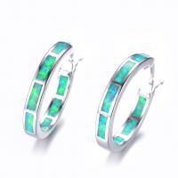 Sterling Silver Drop Earring, 925 Sterling Silver, with Opal, fashion jewelry & for woman 30mm 