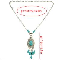 Zinc Alloy Sweater Chain Necklace, with turquoise, plated, fashion jewelry & for woman, nickel, lead & cadmium free 