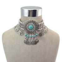 Fashion Choker Necklace, Zinc Alloy, with turquoise, plated, fashion jewelry & for woman nickel, lead & cadmium free, 600mm 