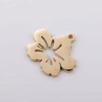 Stainless Steel Flower Pendant, polished, DIY & double-hole & hollow, golden Approx 1.5mm 