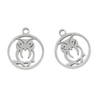 Stainless Steel Pendants, 304 Stainless Steel, Owl, silver color 10/Bag 