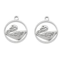 Stainless Steel Pendants, 304 Stainless Steel, Swan, silver color 10/Bag 