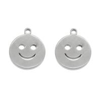 Stainless Steel Pendants, 304 Stainless Steel, Smiling Face, silver color 10/Bag 