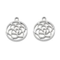 Stainless Steel Pendants, 304 Stainless Steel, Flower, silver color 10/Bag 