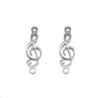 Stainless Steel Charm Connector, 304 Stainless Steel, Music Note, silver color 10/Bag 