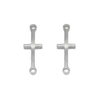 Stainless Steel Charm Connector, 304 Stainless Steel, Cross, silver color 10/Bag 