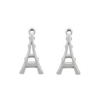 Stainless Steel Letter Pendant, 304 Stainless Steel, Tower, silver color 