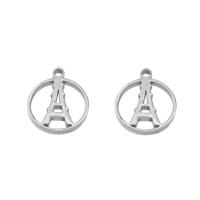 Stainless Steel Letter Pendant, 304 Stainless Steel, Tower, silver color 10/Bag 