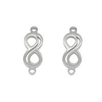 Stainless Steel Charm Connector, 304 Stainless Steel, Infinity, silver color 10/Bag 