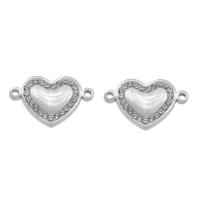 Stainless Steel Charm Connector, 304 Stainless Steel, Heart, silver color 10/Bag 