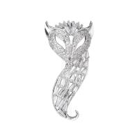 Cubic Zirconia Brooch, Brass, Fox, platinum plated, micro pave cubic zirconia & for woman 