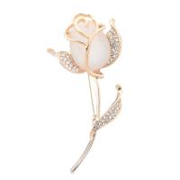 Cubic Zirconia Brooch, Brass, Flower, real rose gold plated, micro pave cubic zirconia & for woman 
