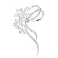 Cubic Zirconia Brooch, Brass, platinum plated, micro pave cubic zirconia & for woman 