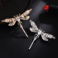 Cubic Zirconia Brooch, Brass, Dragonfly, plated, micro pave cubic zirconia & for woman 