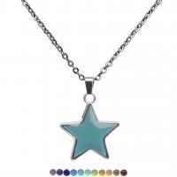 Mood Necklace , Stainless Steel, with zinc alloy pendant, Star, plated, oval chain & for woman & epoxy gel & change their color according to the temperature 2mm Approx 19.7 Inch 