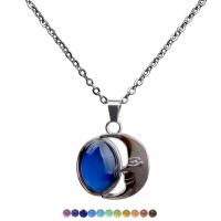 Mood Necklace , Stainless Steel, with zinc alloy pendant & Acrylic, with 2inch extender chain, Moon, plated, Unisex & oval chain & change their color according to the temperature 2mm Approx 21.7 Inch 