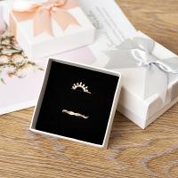 Leatherette Paper Ring Box, paper box, with ribbon bowknot decoration 