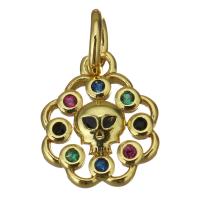 Cubic Zirconia Micro Pave Brass Pendant, Flower, gold color plated, DIY & micro pave cubic zirconia & enamel & hollow, metallic color plated Approx 4mm 