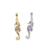 Rhinestone Brass Pendants, Seahorse, plated, micro pave cubic zirconia Approx 3*4mm 