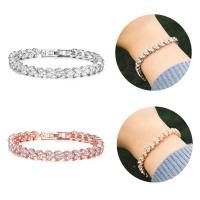Zinc bracelets en strass en alliage , alliage de zinc, avec strass, pour femme, plus de couleurs à choisir, 180mm, Vendu par PC